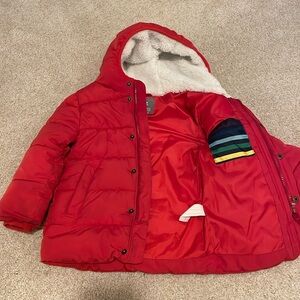 Primary red toddler puffer coat